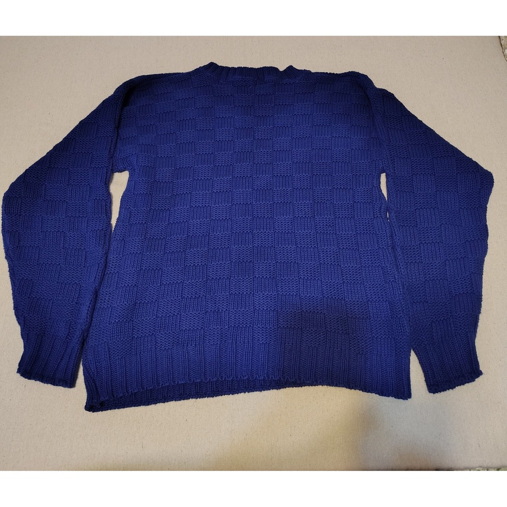 Women's Hunt Club Royal Blue Cable Knit Cotton Sweater Size Small Made in USA HH - Picture 5 of 6